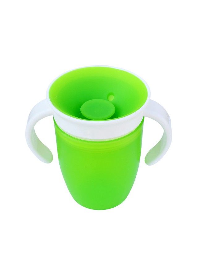 Leak Proof;Spill Proof Transition Training Sipper; 360 Degree Sippy Cups With Handles ; Easy To Grip Miracle Cups For Toddlers;Kids;Children 207 Ml; 7 Oz. (Green)