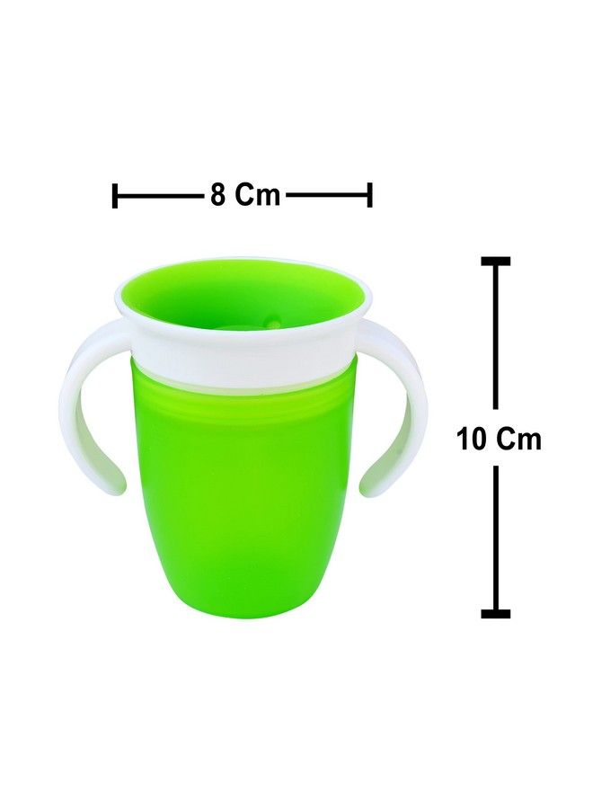 Leak Proof;Spill Proof Transition Training Sipper; 360 Degree Sippy Cups With Handles ; Easy To Grip Miracle Cups For Toddlers;Kids;Children 207 Ml; 7 Oz. (Green)