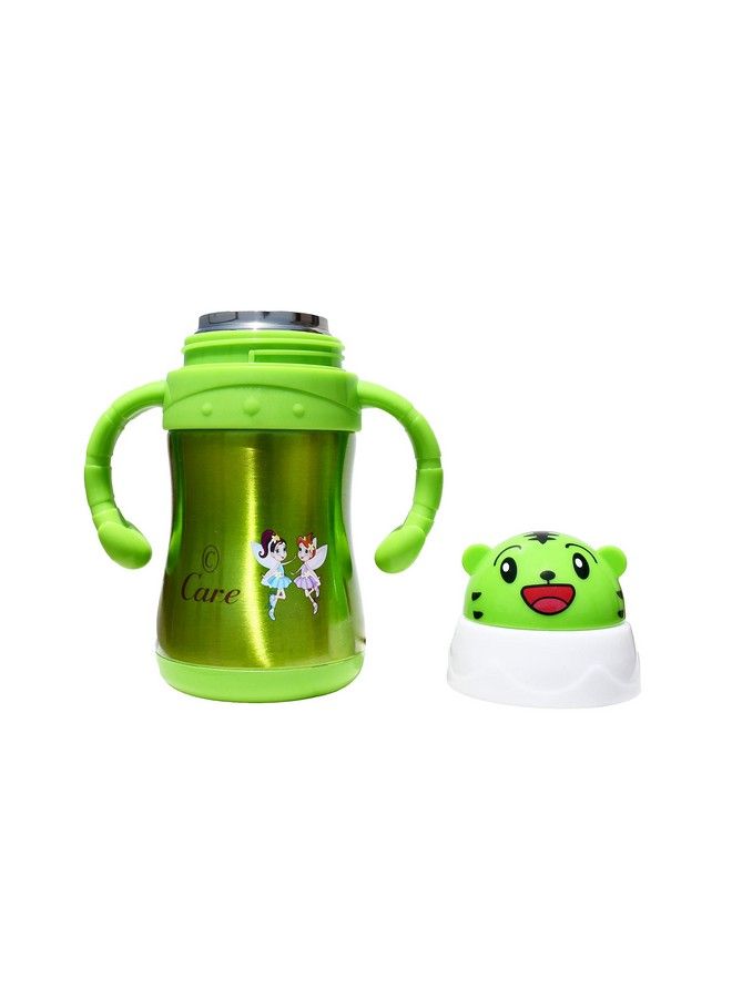 Stainless Steel Insulated Sipper;School Bottle With Straw Pop Up Straw & Easy Grip Handles;Travelling Water Bottle For Kids;Children (Green280Ml)