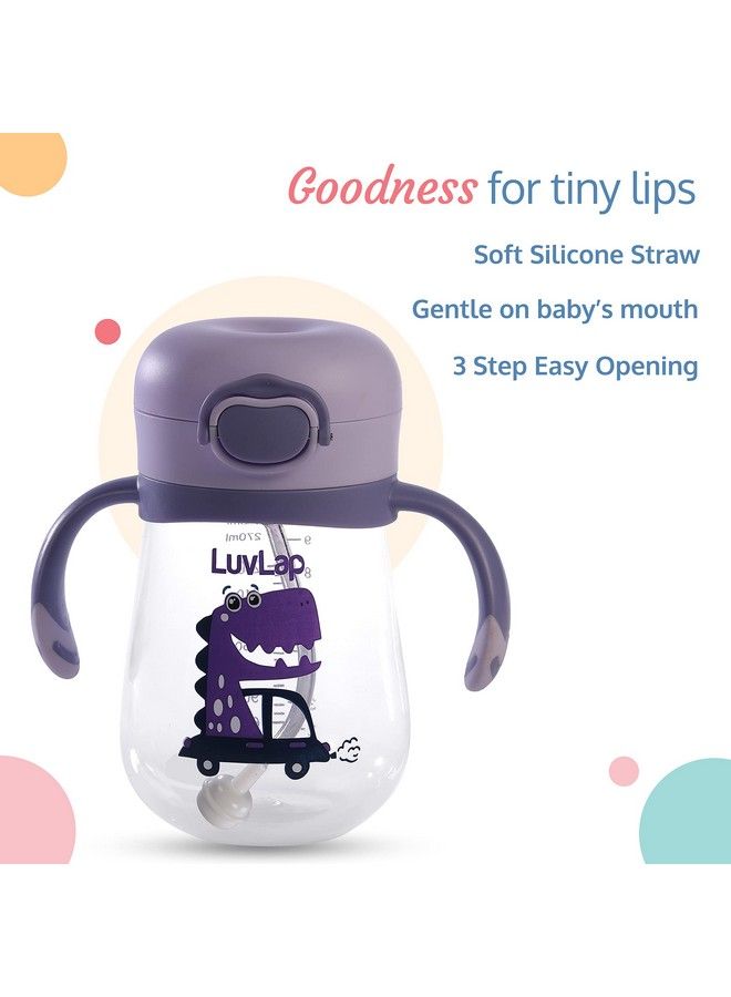 Baby Bite Resistant Soft Silicone Straw Sipper Cup With Handle With Weighted Straw Sippy Cup With Anti Spill Lock Bpa Free 6M+ 300 Ml Purple