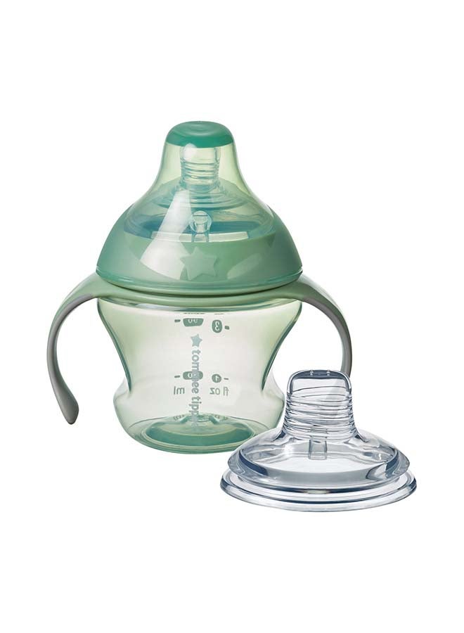 Tommee Tippee Transition Cup, Breast-Like Teat and Soft Silicone Spout, Removable Easy-Grip Handles, Leakproof Lid, 150ml, 4-7m+, Colours Vary
