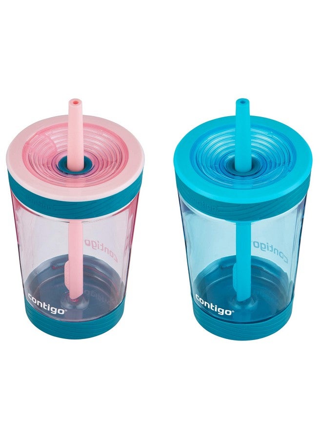 Kids Spillproof 14Oz Tumbler With Straw And Bpafree Plastic Fits Most Cup Holders And Dishwasher Safe 2Pack Strawberry Cream & Blue Raspberry