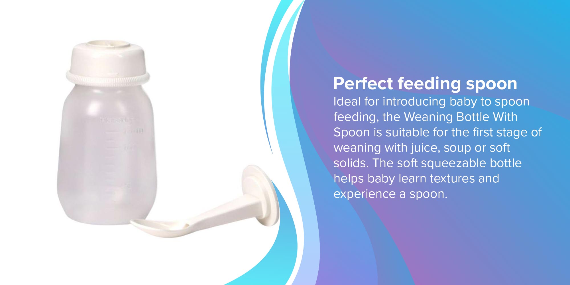 Weaning Bottle With Spoon, 6+ M, 120 ml - Clear/White