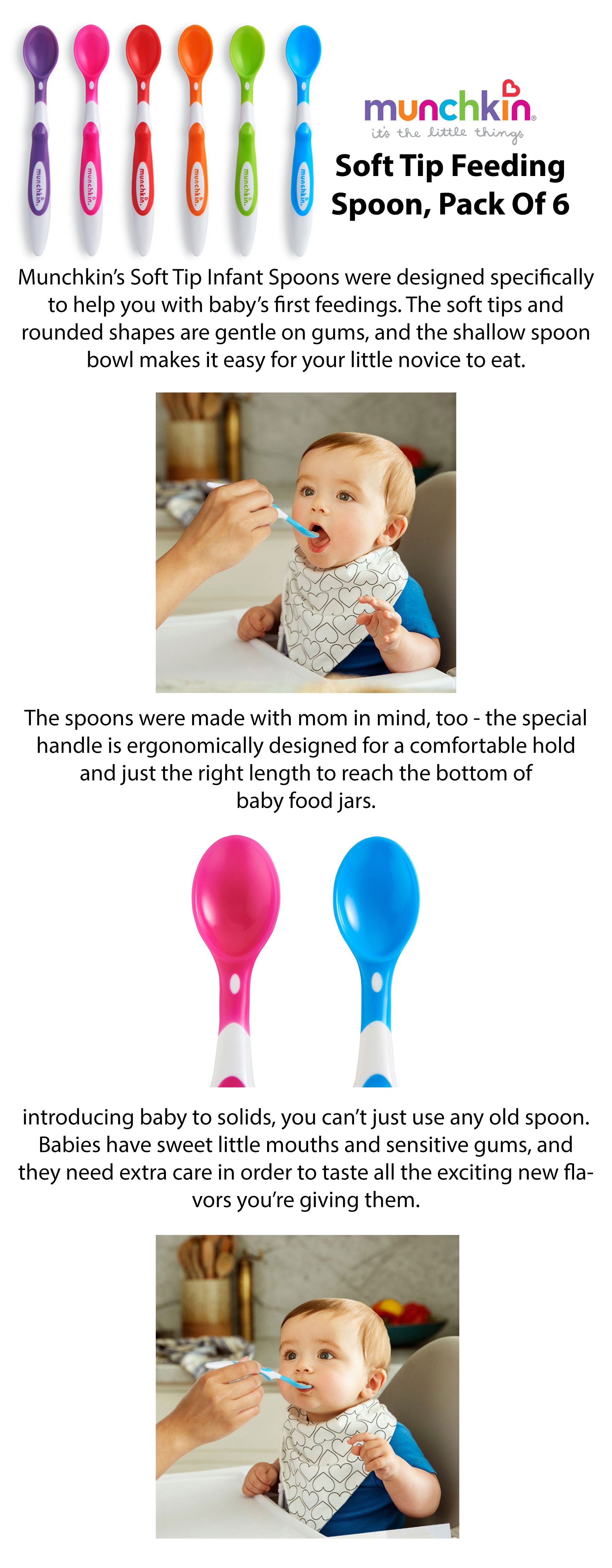 Soft Tip Infant Spoon, Pack Of 6 - Assorted