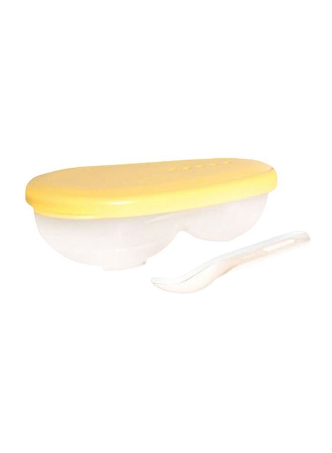 Feeding Dish With Lid And Spoon - Yellow/Clear