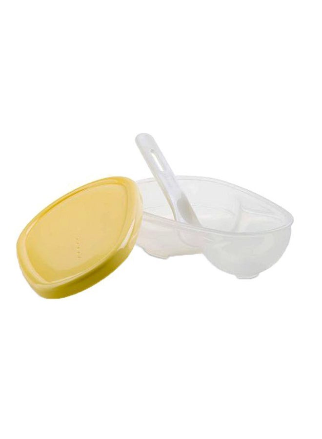 Feeding Dish With Lid And Spoon - Yellow/Clear