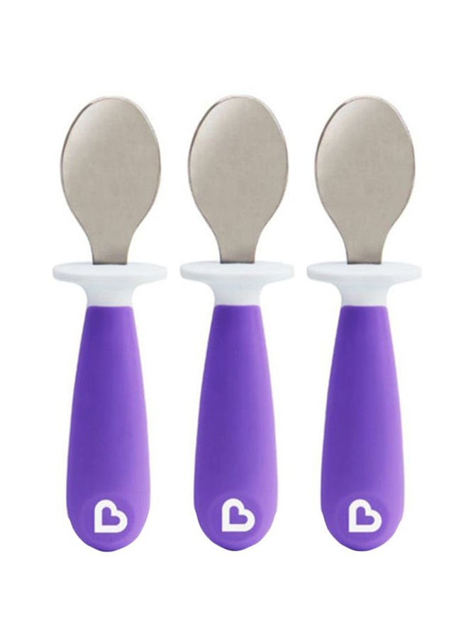 Raise Toddler Spoons, 12+ M, Pack Of 3 - Purple/Silver