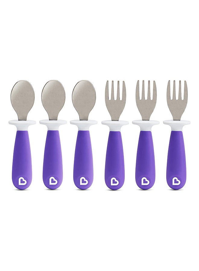 Raise Toddler Spoons, 12+ M, Pack Of 3 - Purple/Silver