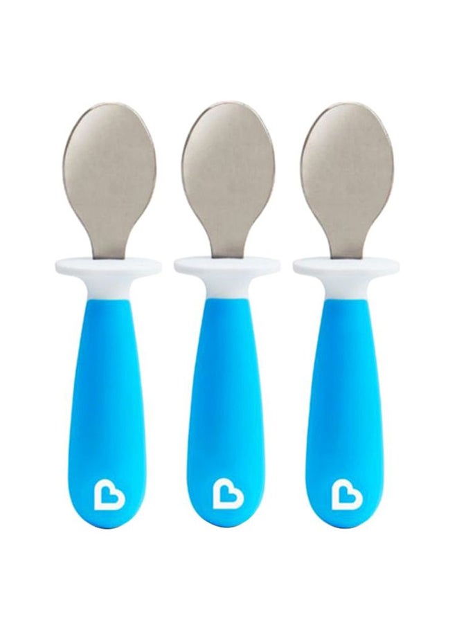 Raise Toddler Spoons, 12+ M, Pack Of 3 - Blue/Silver