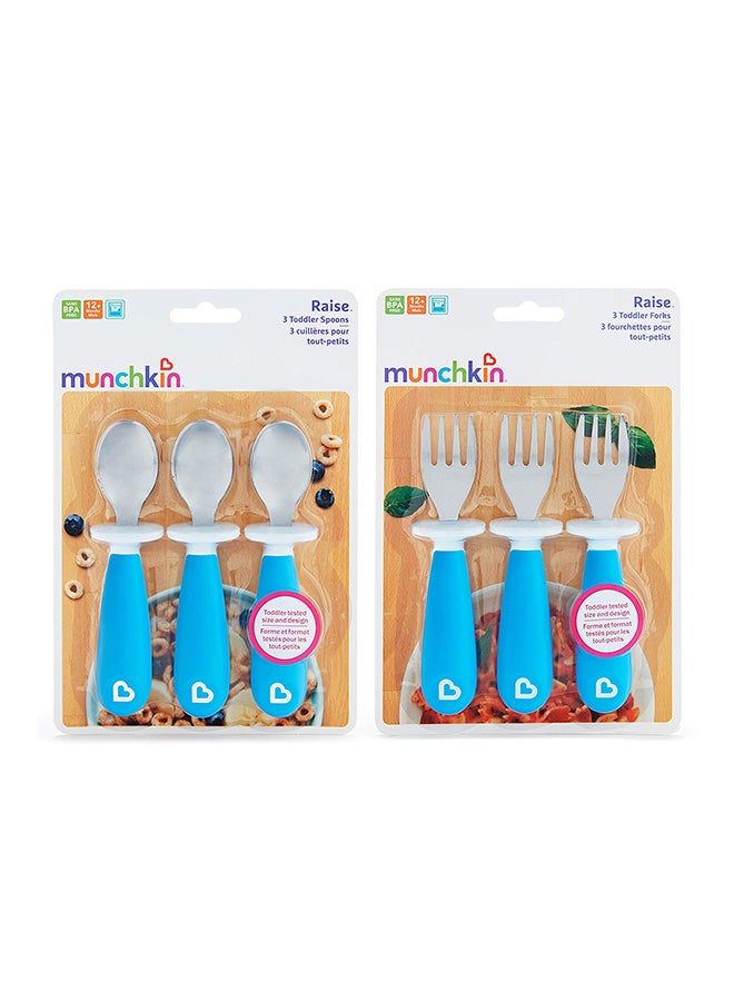 Raise Toddler Spoons, 12+ M, Pack Of 3 - Blue/Silver