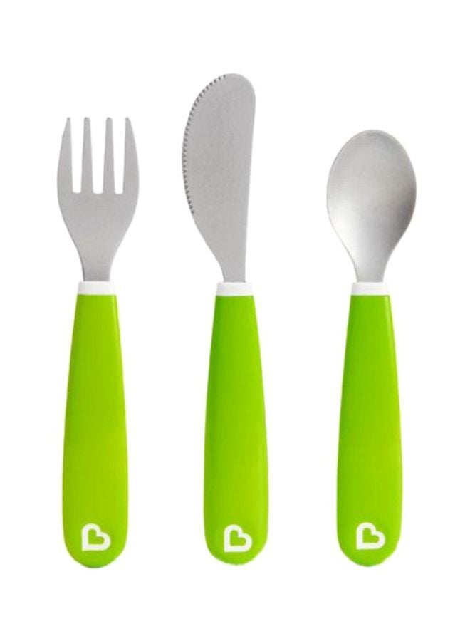 3-Piece Splash Cutlery Set, 18+ M - Green/Silver