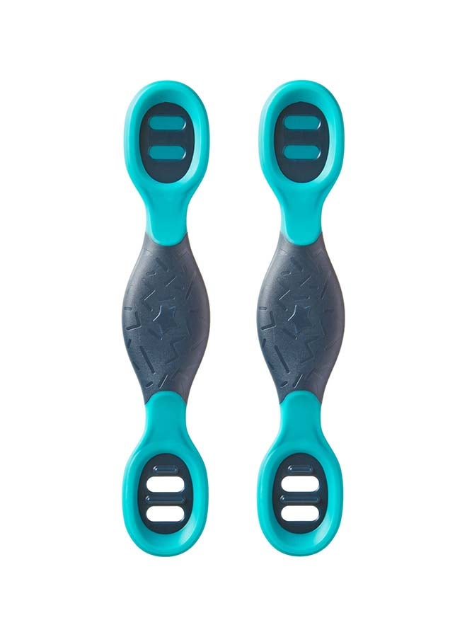 Pack Of 2 Smushee First Self-Feeding Weaning Spoons With Antibacterial Technology, Chunky Handles And Reversible, 4 Months+