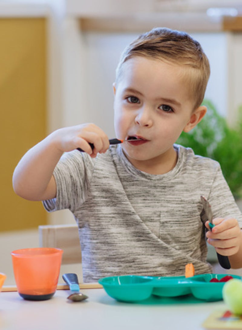 Pack Of 3 Big Kids Stainless Steel First Cutlery Set Rounded Edges Chunky Handles 12 Months+, Multicolour