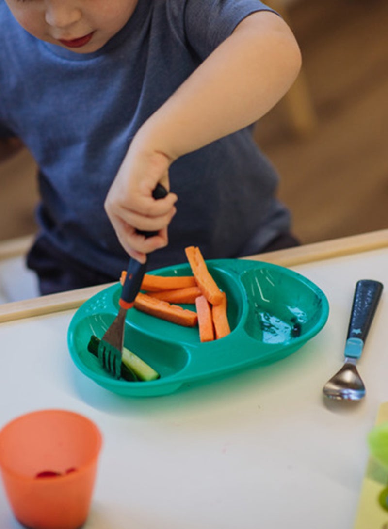 Pack Of 3 Big Kids Stainless Steel First Cutlery Set Rounded Edges Chunky Handles 12 Months+, Multicolour