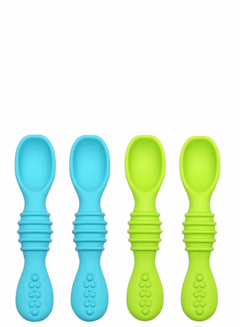 4 Pack Silicone Baby Spoons Self Feeding Training Spoon for Baby Led Weaning First Stage Baby Feeding Spoon Set Gum Friendly BPA Lead Phthalate and Plastic Free Great Gift Set