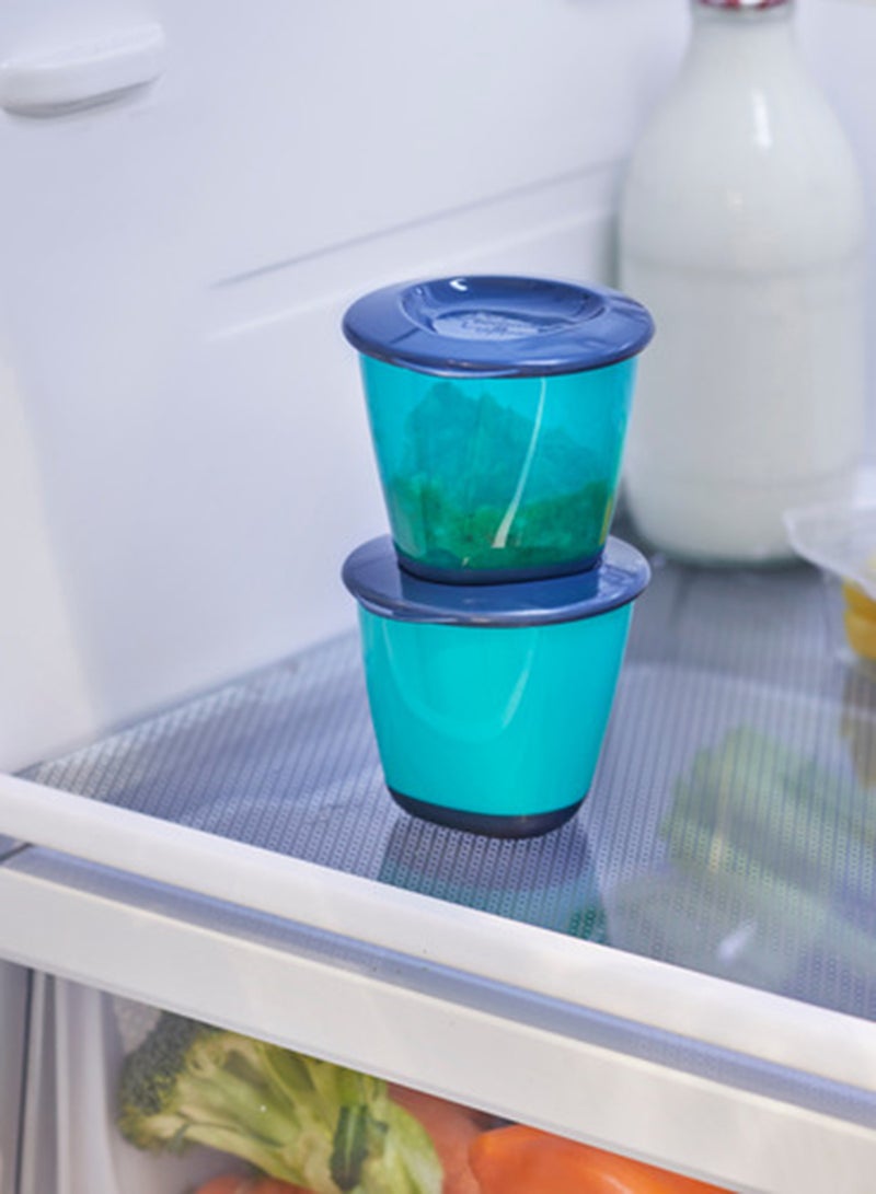 Pack Of 2 Pop Up Weaning Pots, Baby Food Containers With Soft Push Up Bases, Freezer Safe 4 Months+, Blue - Packaging May Vary