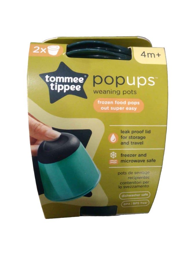 Pack Of 2 Pop Up Weaning Pots, Baby Food Containers With Soft Push Up Bases, Freezer Safe 4 Months+, Blue - Packaging May Vary