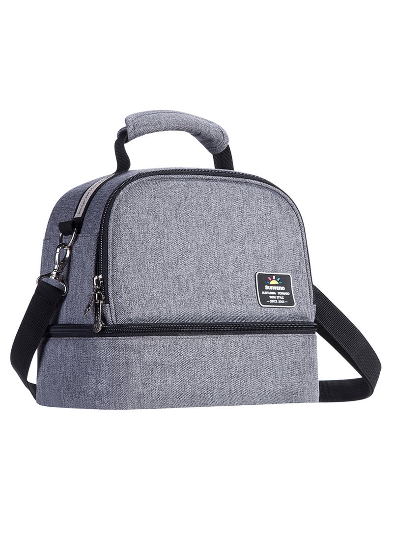 Insulated Bottle And Lunch Bag - Grey