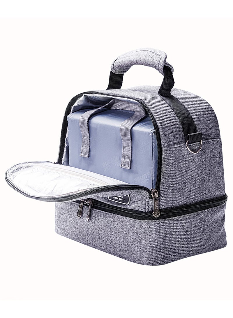 Insulated Bottle And Lunch Bag - Grey