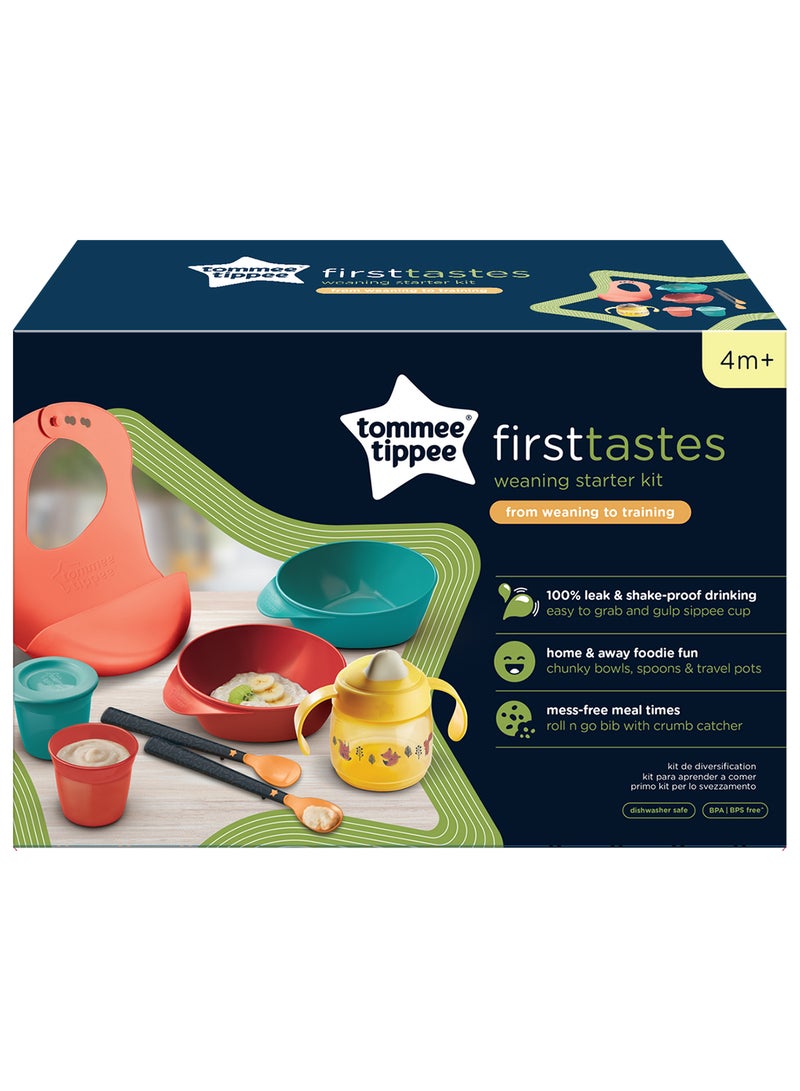 Weaning Starter Kit With Toddler Feeding Bowls And Spoons, Roll And Go Bib, Weaning Sippy Cup And Food Storage Pots 4 Months+, Multicolour