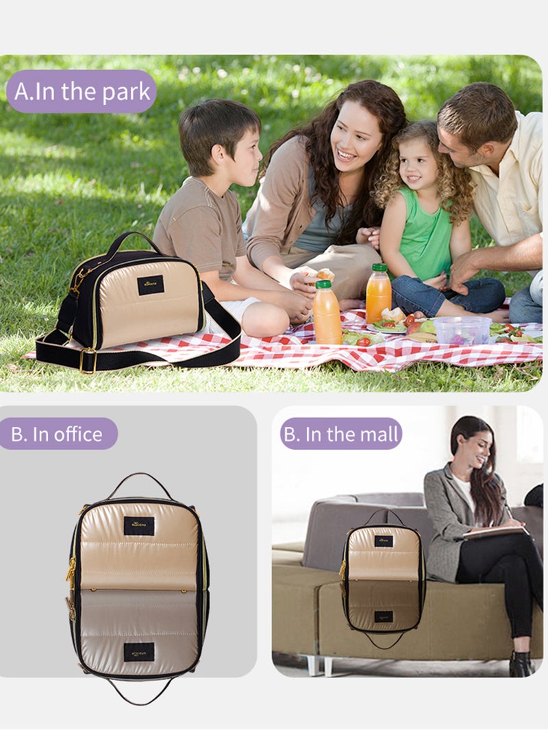 Thermal Insulated Lunch Bag And Milk Bag - Gold Large