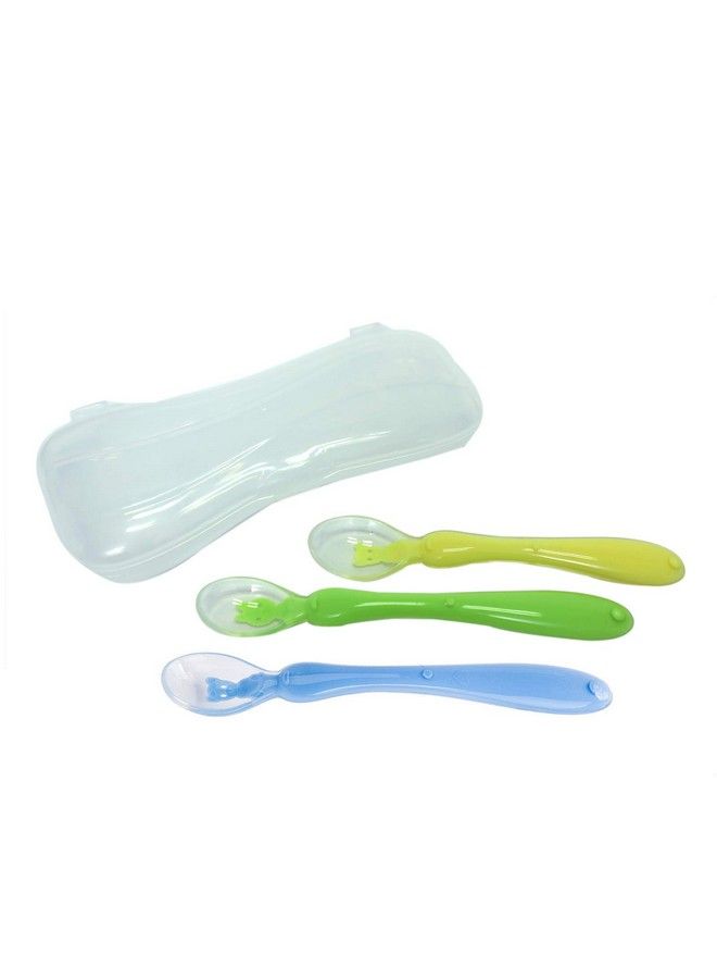 Pack Of 2 Soft Silicone Tip Spoons 2 Sets Box (4 Spoons) Blue & Green