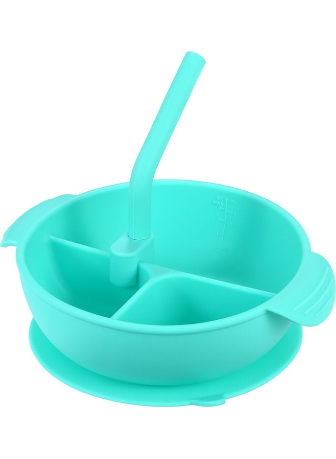 3-Compartment BPA-Free Heat-Resistant Silicone Food Plate with Straw and Lid