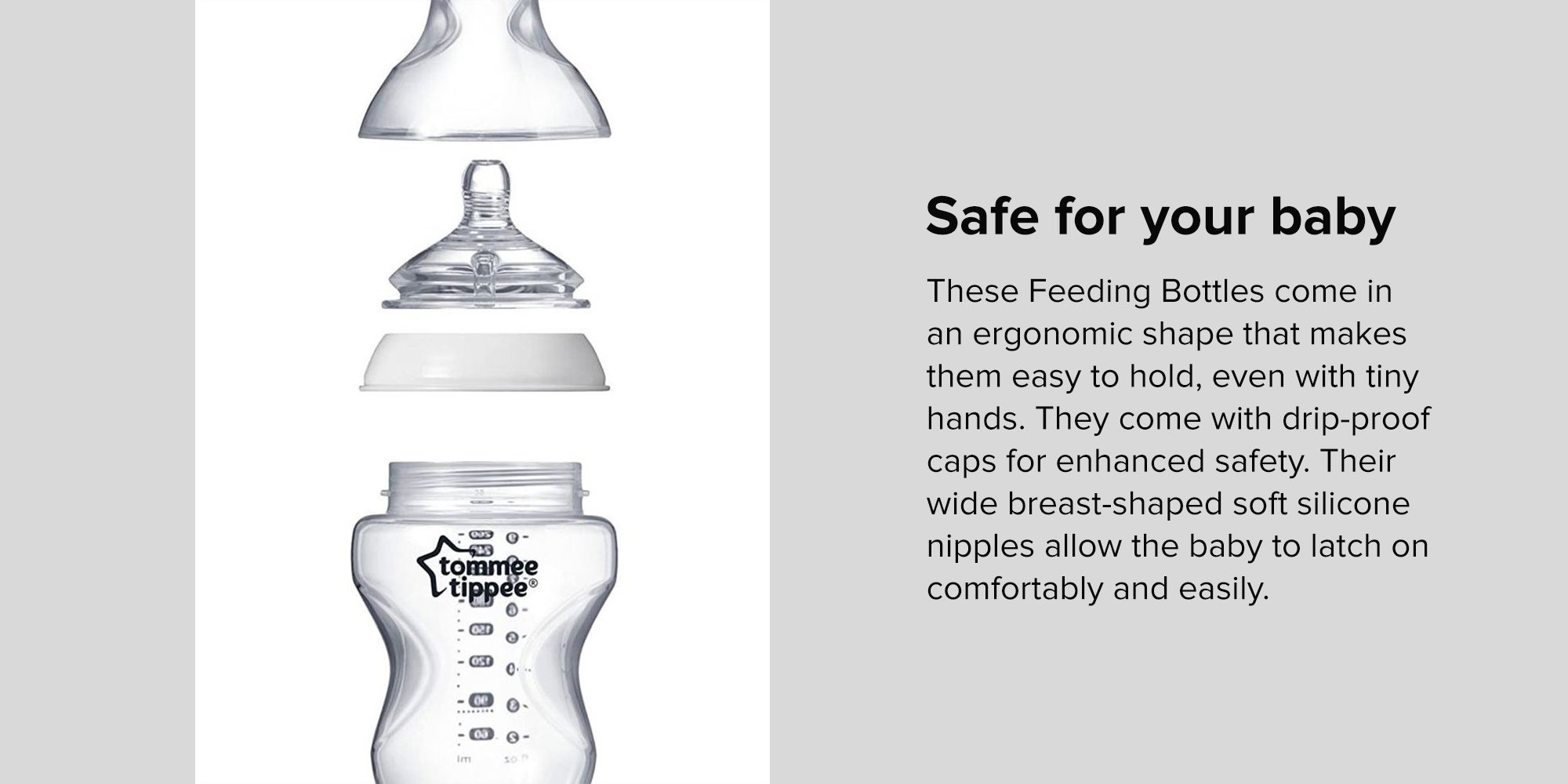 Pack Of 2 Closer To Nature Baby Feeding Bottles With Anti-Colic Valve, Slow-Flow, 0 Months +, 2 X 260 ML, Clear