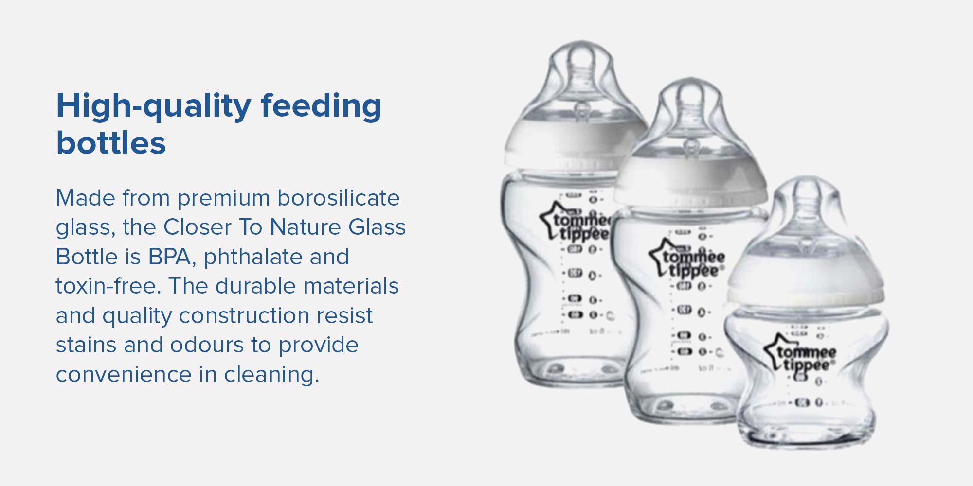 Closer to Nature Glass Baby Bottle Starter Set, Breast-Like Teat With Anti-Colic Valve -Assorted, Clear