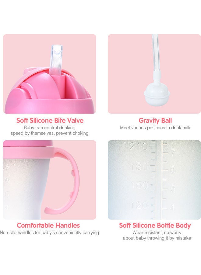 240Ml Baby Wide Mouth Feeding Water Bottle With Straw