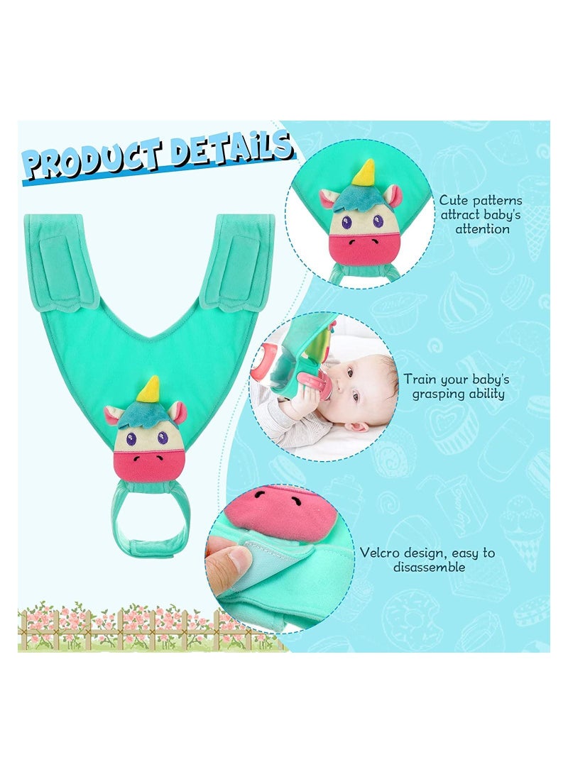 Adjustable Baby Bottle Holder Car Seat Propper Hands Spare Feeding Sling Drink Bracket Strap Tight Magic Sticker for Hanging (Grey, Green)