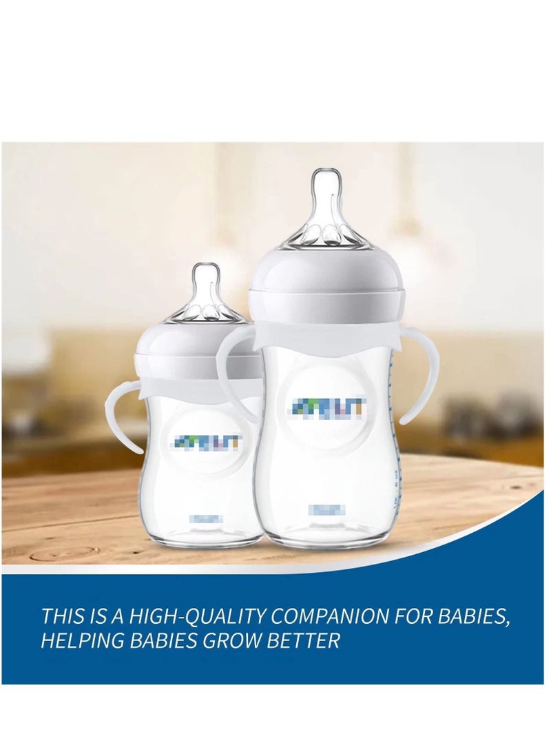 4 Pack Compatible with Baby Bottle Handles for Philips Avent Natural Bottles,Baby Holder, Feeding Bottles - White