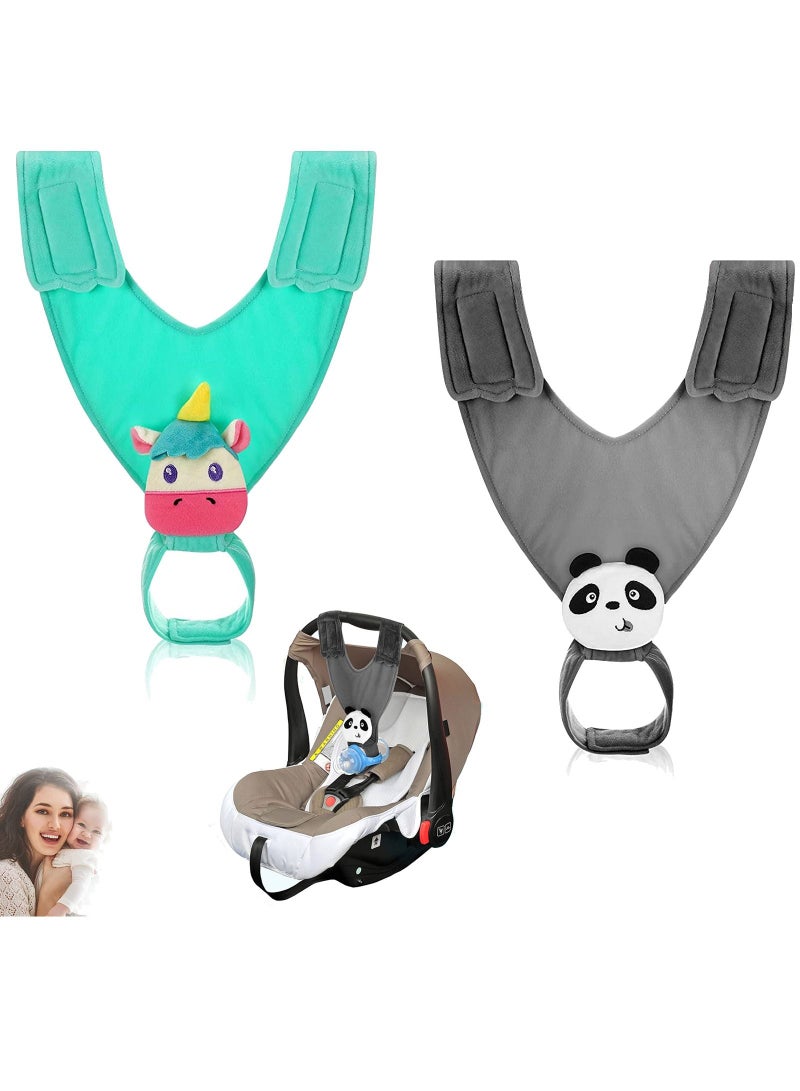 Adjustable Baby Bottle Holder Car Seat Propper Hands Spare Feeding Sling Drink Bracket Strap Tight Magic Sticker for Hanging (Grey, Green)