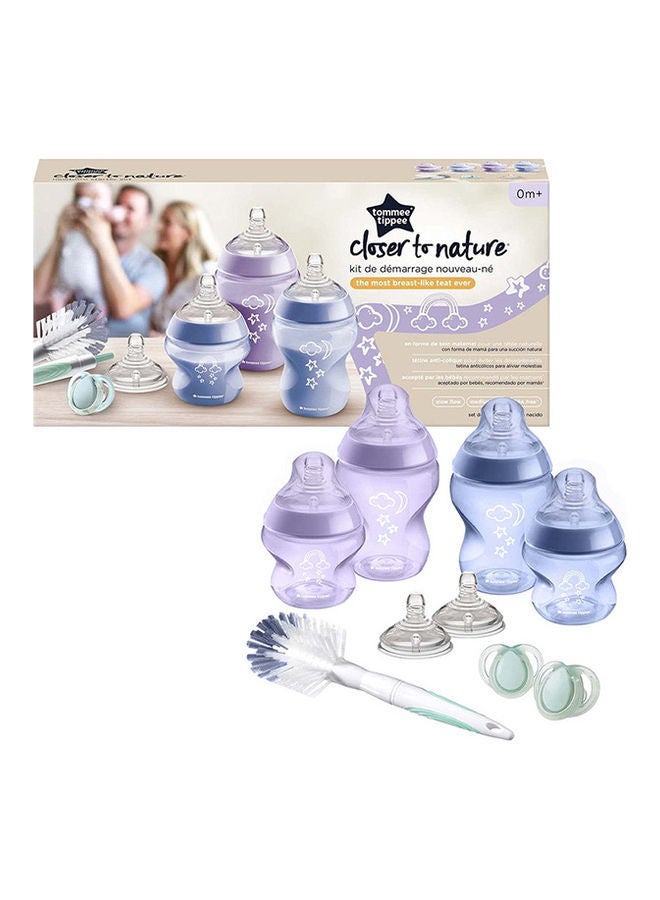 Closer To Nature Newborn Baby Bottle Starter Kit, Breast-Like Teats With Anti-Colic Valve, Mixed Sizes, Pink