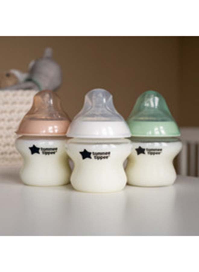 Pack Of 3 Closer To Nature Baby Bottles, Slow-Flow Anti-Colic Valve 0 Months+, 150ml, Multicolour