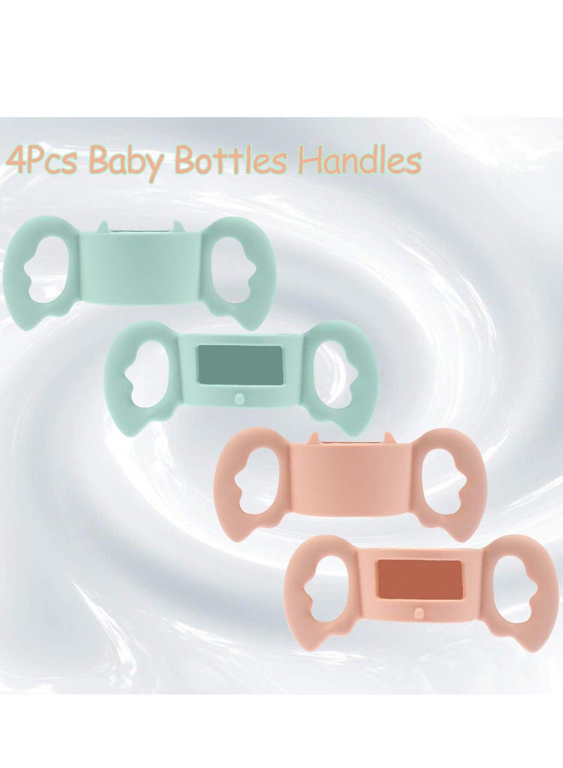 Baby Bottle Handles, Silicone Wide-Neck Handle for Dia 3.5-5 cm Bottle, Gripping (4 Pack)