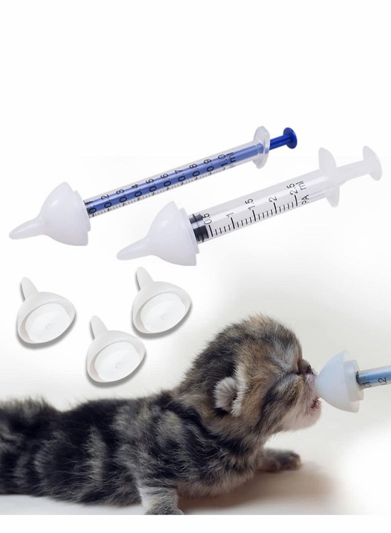 Silicone Feeding Nipple and Syringes, Kitten Puppy Bottles, Newborn Small Animals Milk Bottles for Nursing with Replacement Nipples, Pet Feeder Set, 5Pcs