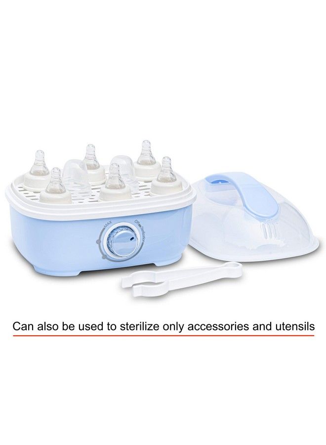 Steam Max 6 Bottle Sterilizer For Baby Milk Bottles And Accessories ( Blue And White )