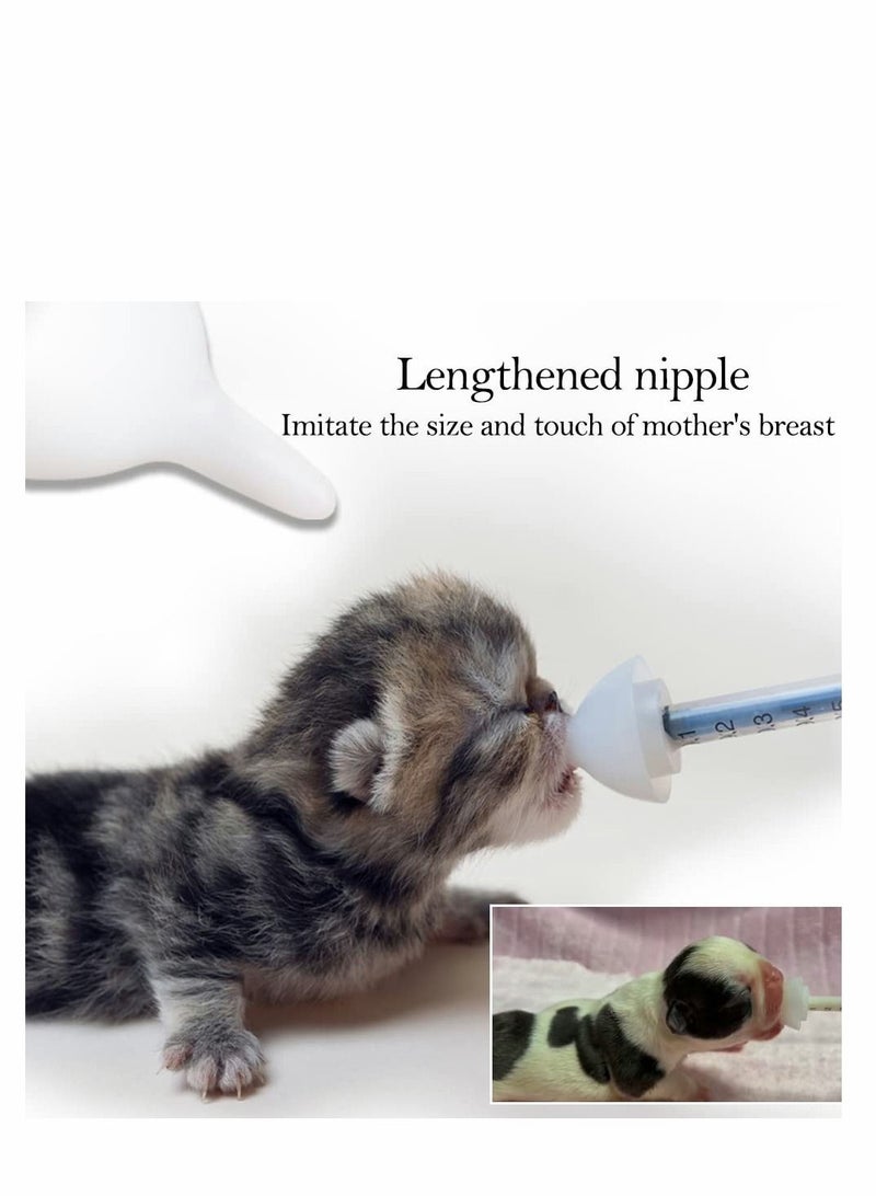 Silicone Feeding Nipple and Syringes, Kitten Puppy Bottles, Newborn Small Animals Milk Bottles for Nursing with Replacement Nipples, Pet Feeder Set, 5Pcs