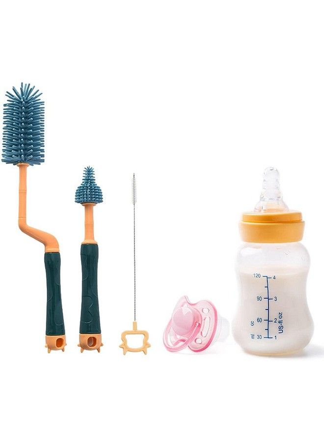 3 Pcs Silicone Baby Bottle Brush Set 360� Rotating Long Handle Water Bottle Cleaner Brush Teat & Straw Brush Cleaning Cup Brush For Baby Bottles Plastic Bottles Glass Bottles Strawsblue