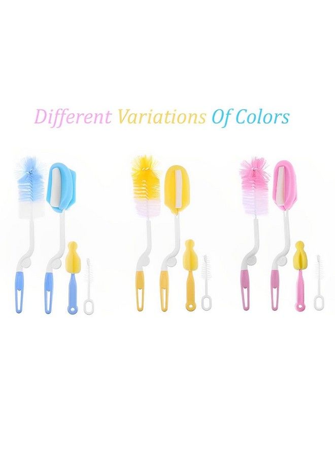 5 Pcs Baby Milk Bottle Nipple Straw Brush Sponge Nylon Cleaning Brush Cleaner Bottle Set (Assorted Random Color 5 Pcs)(Cleaning Brush Kit) (5 In 1 Kit)