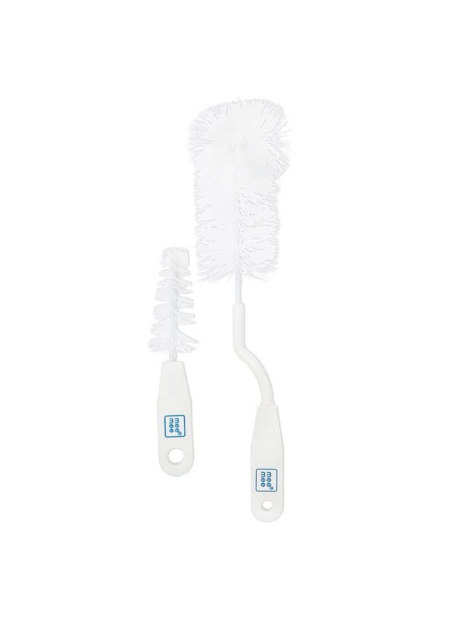 Easy Grip Bottle Brush Cleaner Baby Milk Bottle Cleaner Nipple Cleaner Brush With 360* Rotating Long Handle (White)