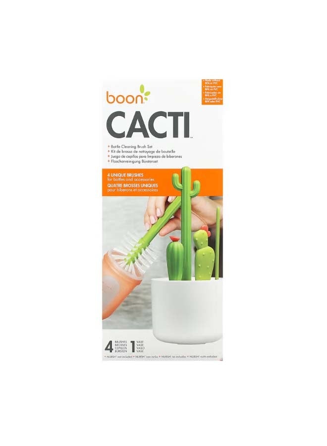 Cacti Bottle Cleaning Brush Set 4 Brushes And 1 Vase