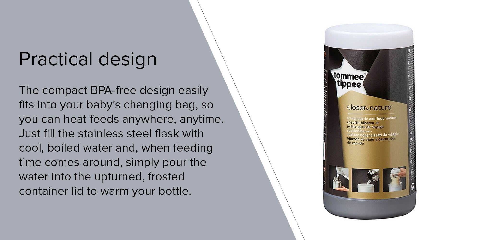 Closer To Nature Travel Bottle And Food Warmer - Silver/White/Grey