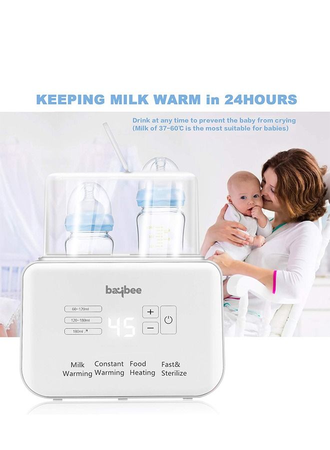 6 In 1 Baby Bottle Warmer And Sterilizer Electric Baby Food Water Milk Heater And Defrost With Double Bottle Lcd Temperature Display Smart Bpa Free Nipple Feeding Bottle Sterilizer Grey