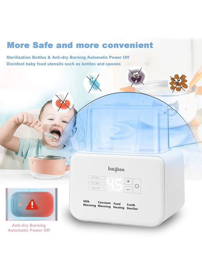 6 In 1 Baby Bottle Warmer And Sterilizer Electric Baby Food Water Milk Heater And Defrost With Double Bottle Lcd Temperature Display Smart Bpa Free Nipple Feeding Bottle Sterilizer Grey