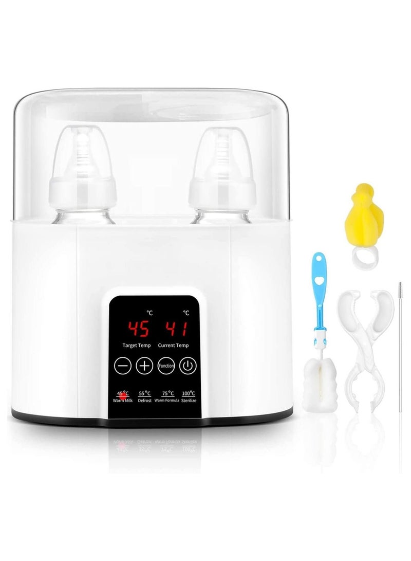 Baby Bottle Warmer, for Frozen Breast Milk & Formula Baby Food Heater & Steam Sterilizer with Cleaning Brush nd Safe Auto-shutoff & Timer Temperature