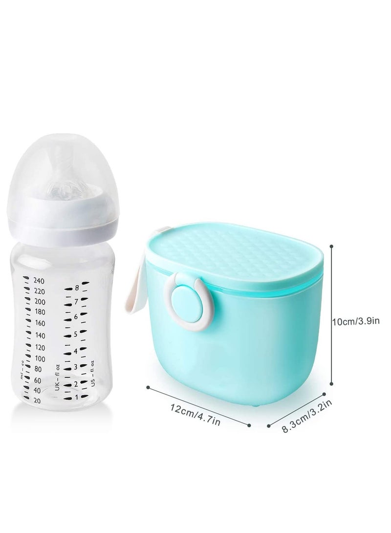 Baby Formula Dispenser, Portable Milk Powder Dispenser Container with carrying Handle and Scoop for Travel Outdoor Activities with Baby Infant, 500ML (Blue)