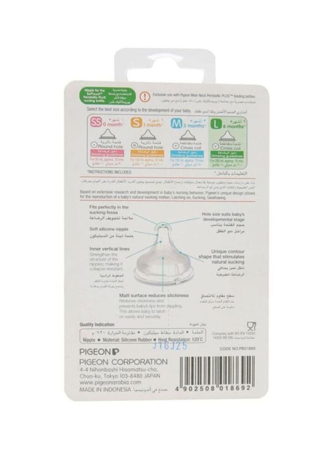 SofTouch Peristaltic Plus Wide-Neck Nipple, Y-Cut, 6+ Months, Large - Clear