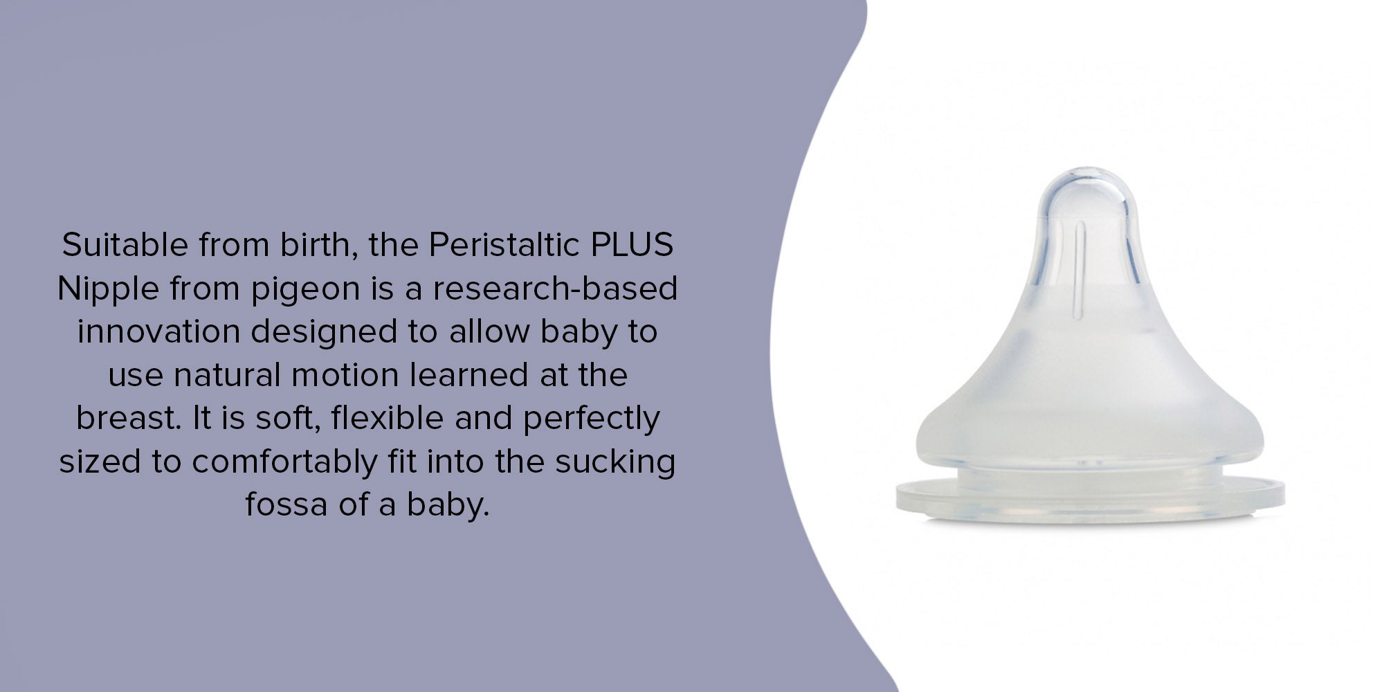 Peristaltic Plus Wide-Neck Nipple BPA Free, 6+ M - Clear